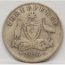 AUSTRALIA 1916 . THREEPENCE . gFINE